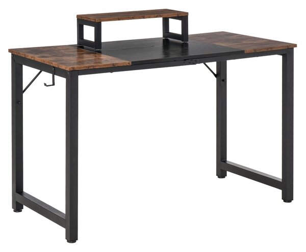 Scrivania da Ufficio 120x60x73,5 cm in Metallo e Truciolare Marrone e Nero