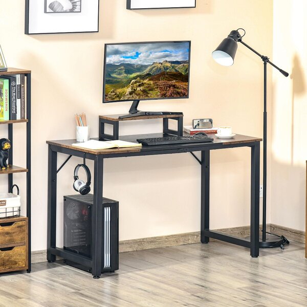 Scrivania da Ufficio 120x60x73,5 cm in Metallo e Truciolare Marrone e Nero
