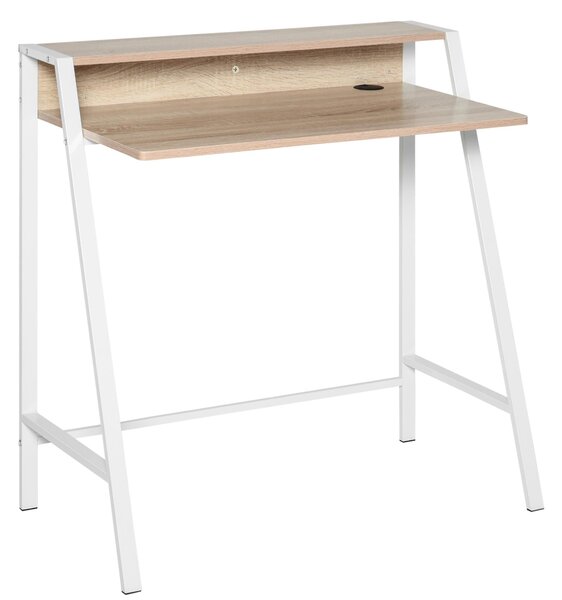 Scrivania da Ufficio 84x45x85 cm in Legno e Metallo Rovere