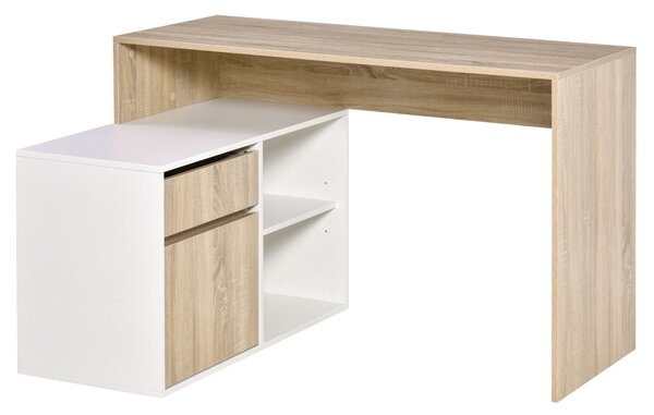 Scrivania Angolare da Ufficio 120x92x75,5 cm in Legno Rovere e Bianco