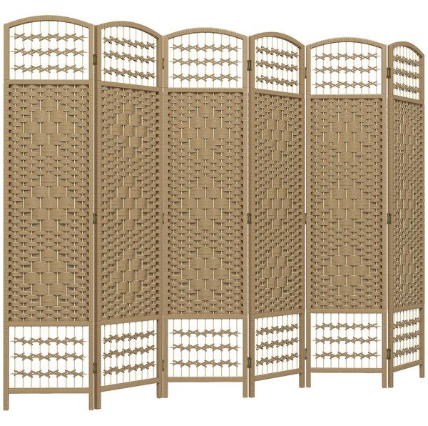 HOMCOM Paravento Interno in Legno, Separatore di Stanze Parete Pieghevole con 6 Pannelli, 240x170 cm, Legno Naturale | Aosom Italy