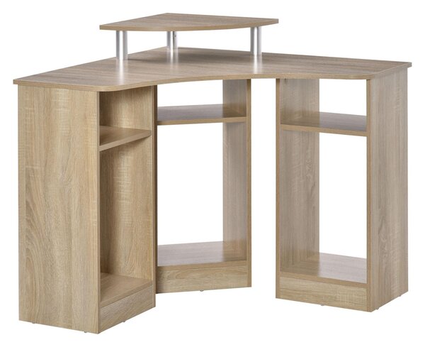 Scrivania Angolare Porta PC 90x90x83,5 cm Legno Truciolato Rovere