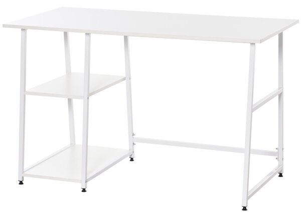 Scrivania da Ufficio 120x60x76 cm in Legno e Acciaio Bianco