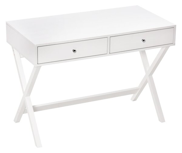 Scrivania con 2 Cassetti 106x55x75 cm in MDF Bianco