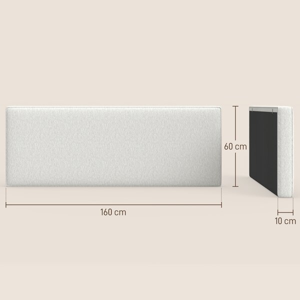 HOMCOM Testiera da Parete per Imbottitura del Letto, 160x10x60 cm, Rivestimento in Tessuto, Bianco Crema | Aosom Italy