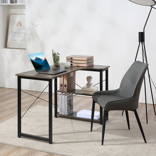 Scrivania Angolare da Ufficio 120x73,2x75 cm in Legno e Acciaio Marrone