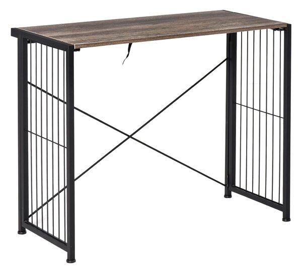 Scrivania Pieghevole 90x45x74 cm in Legno e Metallo Marrone