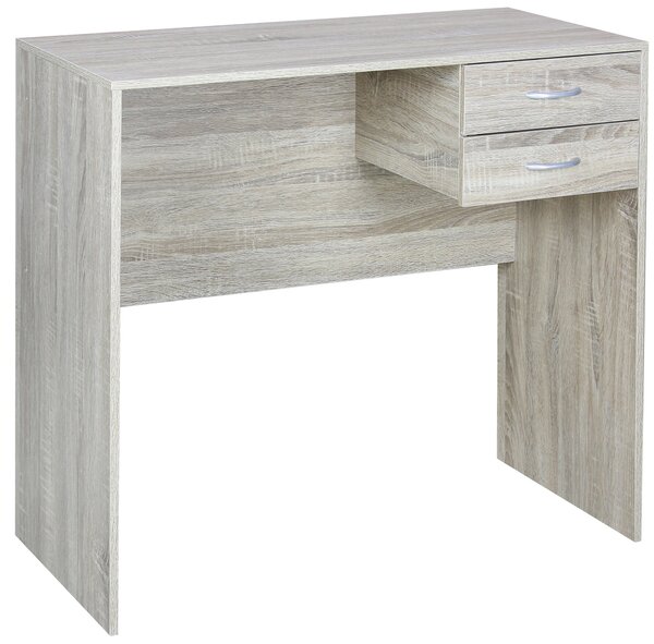 Scrivania Scrittoio 80x40x76 cm con 2 Cassetti in Melamina