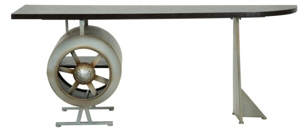 Scrivania Aviator 181x70,5x71 cm in Ferro e MDF e PU Nero e Grigio
