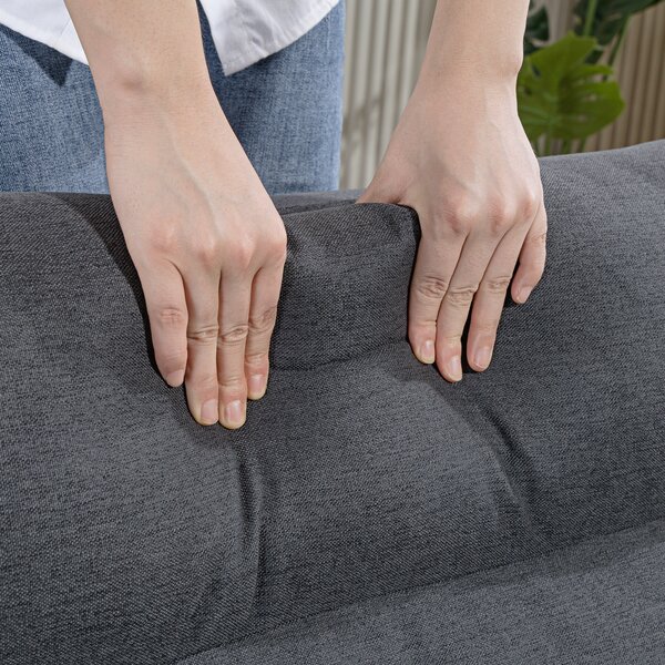 HOMCOM Pouf pieghevole con funzione letto con schienale reclinabile, fino a 120 kg, 70x72x56 cm, Grigio scuro | Aosom Italy