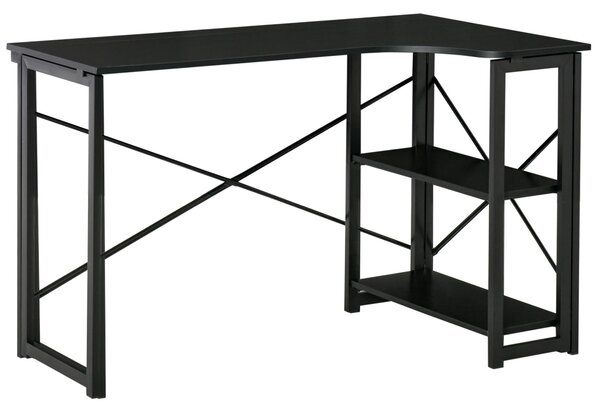 Scrivania da Ufficio Angolare 120x72,5x76,5 cm in MDF e Metallo Nero