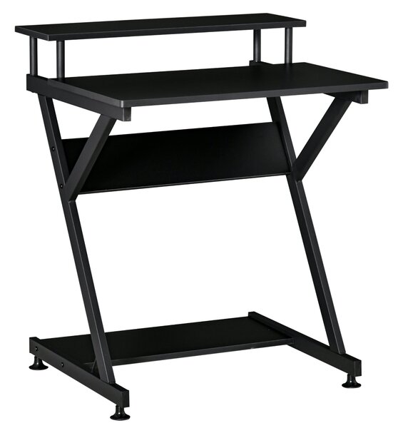 Scrivania da Ufficio 70x60x85,5 cm Ripiano Monitor Rialzato in Legno Nero