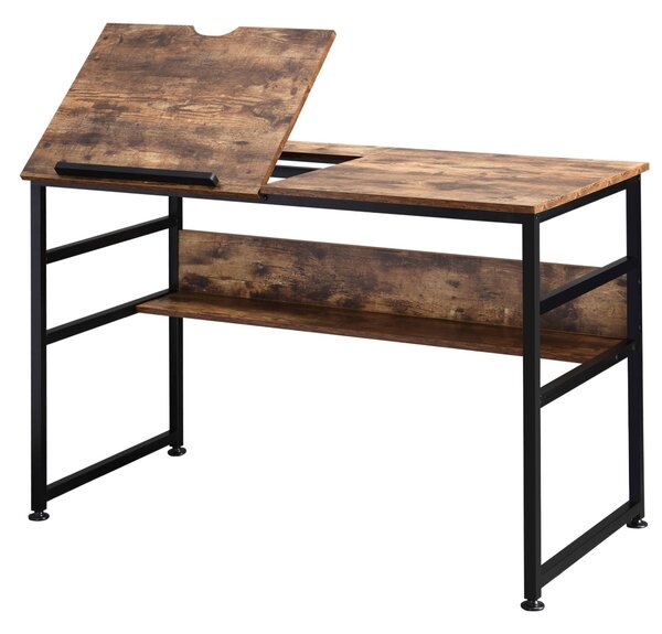 Scrivania da Ufficio 120x60x75 cm con Piano da Disegno Inclinabile Marrone