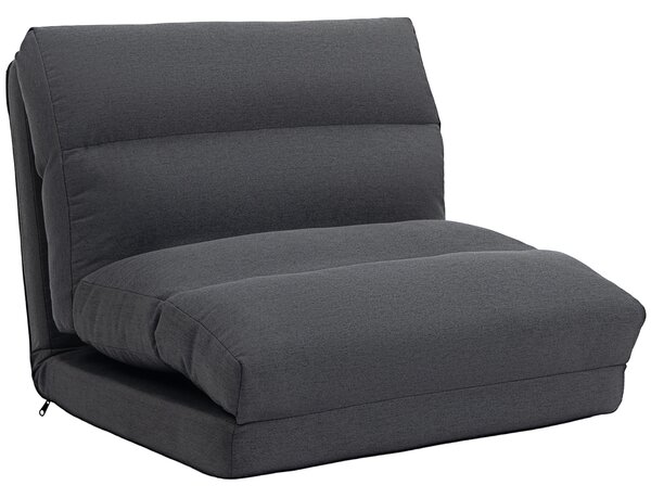 HOMCOM Pouf pieghevole con funzione letto con schienale reclinabile, fino a 120 kg, 70x72x56 cm, Grigio scuro | Aosom Italy