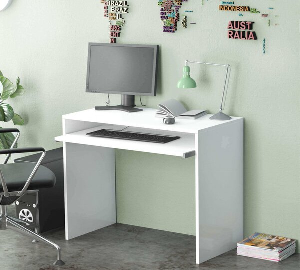Scrivania Porta Pc Perry Bianco 90x45x74 h cm in Truciolare bilaminato Bianco