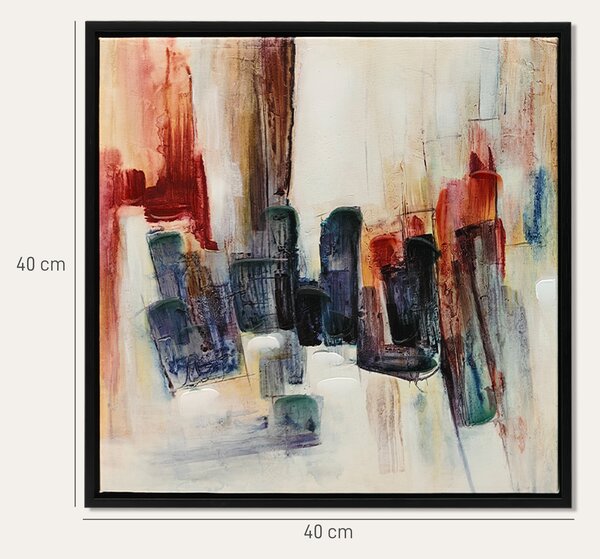 Tela Dipinti Astratti a Mano da Parete, Incorniciati Texture Ricca, 40x3.5x40 cm, multicolore | Aosom Italy