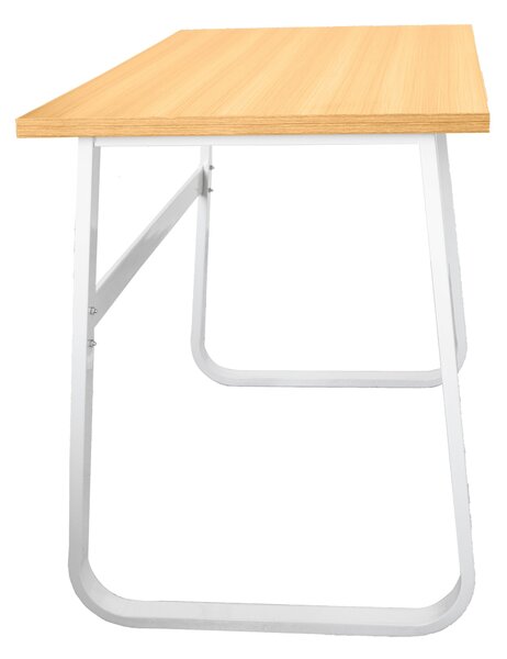 Scrivania Porta PC 120x60x75 cm in Acciaio e Legno Bianca