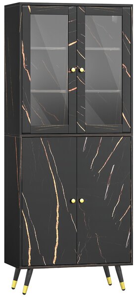 HOMCOM Libreria con scaffale a 6 livelli, mobile contenitore con anta vetrata e armadietto, 70x35x170 cm, nero | Aosom Italy