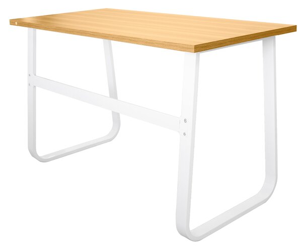 Scrivania Porta PC 120x60x75 cm in Acciaio e Legno Bianca