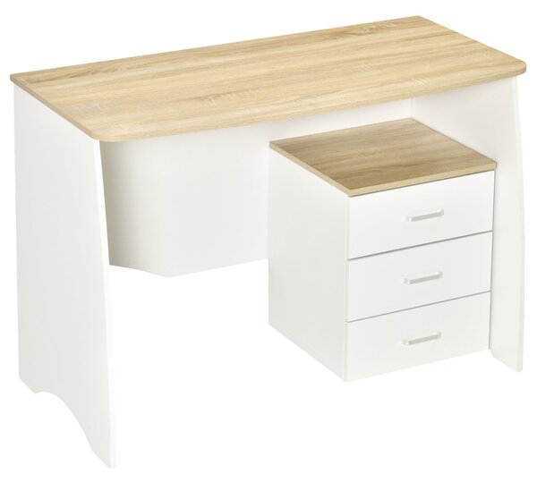 Scrivania da Ufficio 110x55x75 cm con Cassettiera in Legno Bianco
