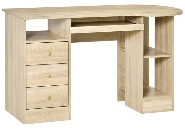 Scrivania da Ufficio 125x60x74 cm con Cassetti Ripiano Tastiera in Legno