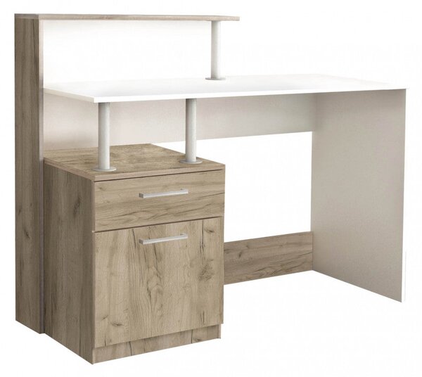 Scrivania Nasdaq 120x55x75/91 h cm in Truciolare bilaminato Bianco e Olmo