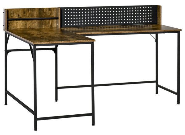 Scrivania Angolare da Ufficio 165x110x95 cm in Legno e Metallo Marrone Rustico