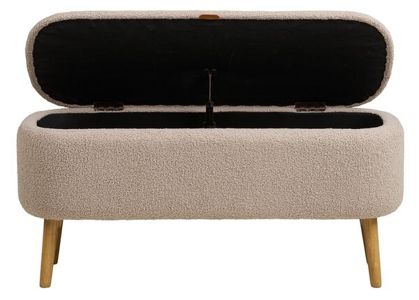Panchina beige con rivestimento in bouclé Harlow – House Nordic