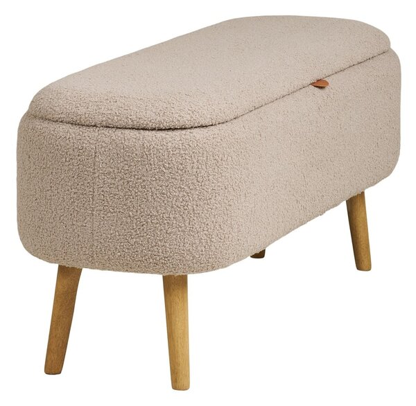Panchina beige con rivestimento in bouclé Harlow – House Nordic
