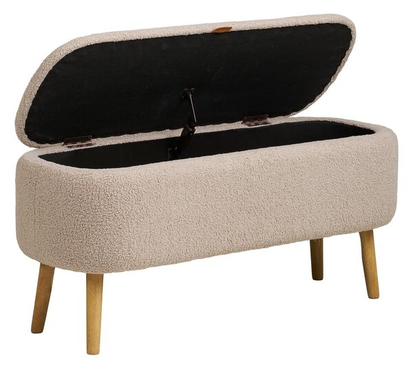 Panchina beige con rivestimento in bouclé Harlow – House Nordic