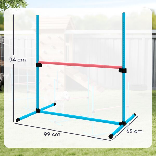 PawHut Set Agility per Cani 4 pezzi regolabile con 4 ostacoli, 99x65x94 cm, Azzurro chiaro | Aosom Italy
