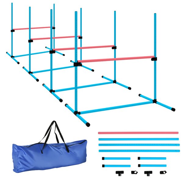 PawHut Set Agility per Cani 4 pezzi regolabile con 4 ostacoli, 99x65x94 cm, Azzurro chiaro | Aosom Italy