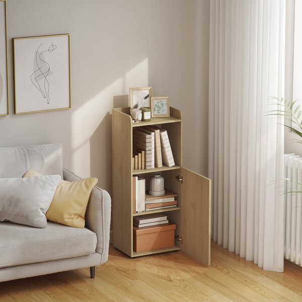 HOMCOM Mobile bagno per nicchia con anta e ripiano aperto regolabile, 40x31x104 cm, Rovere giallo | Aosom Italy