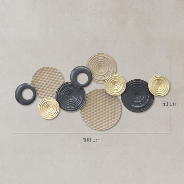 HOMCOM Decorazione versatile da parete, cornice in metallo e design 3D, 100x5,5x50 cm, kaki | Aosom Italy