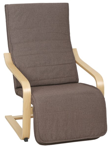 HOMCOM Poltrona da Salotto con Poggiapiedi Regolabile, Rivestita in Lino Sintetico per Ufficio Camera, 66,5x94x100 cm, Marrone | Aosom Italy