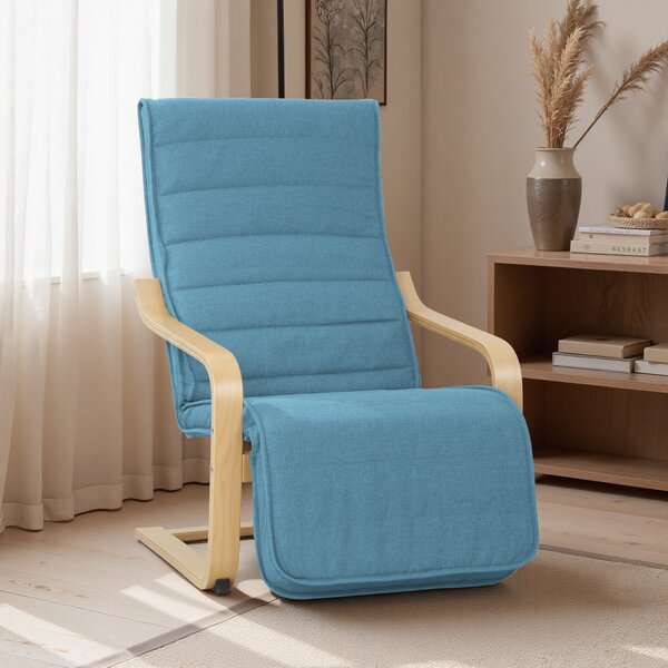 HOMCOM Poltrona da Salotto con Poggiapiedi Regolabile in Lino Sintetico per Ufficio Camera, 66,5x94x100 cm, Blu | Aosom Italy
