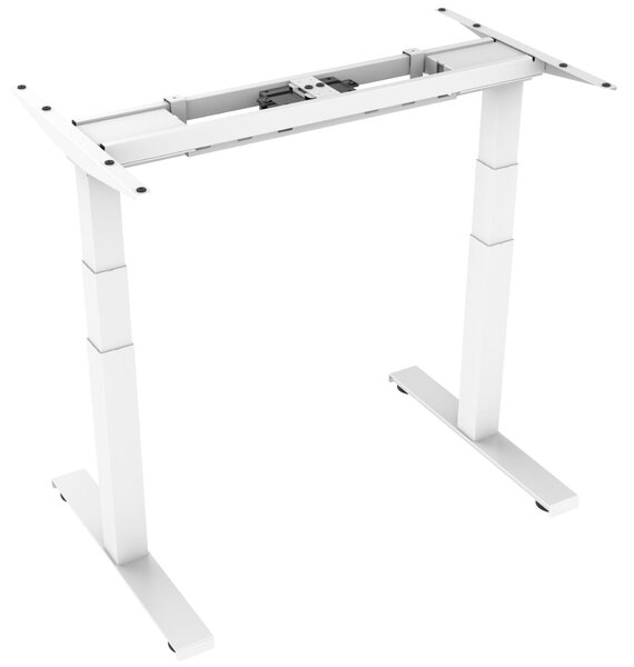 Scrivania da ufficio regolabile in altezza, colore bianco. Piano del tavolo: resina melaminica, dimensioni 160x80 cm