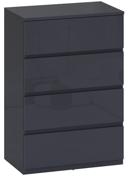 HOMCOM Mobile contenitore con 4 cassetti e chiusura rallentata e silenziosa, 55x34x80 cm, grigio | Aosom Italy