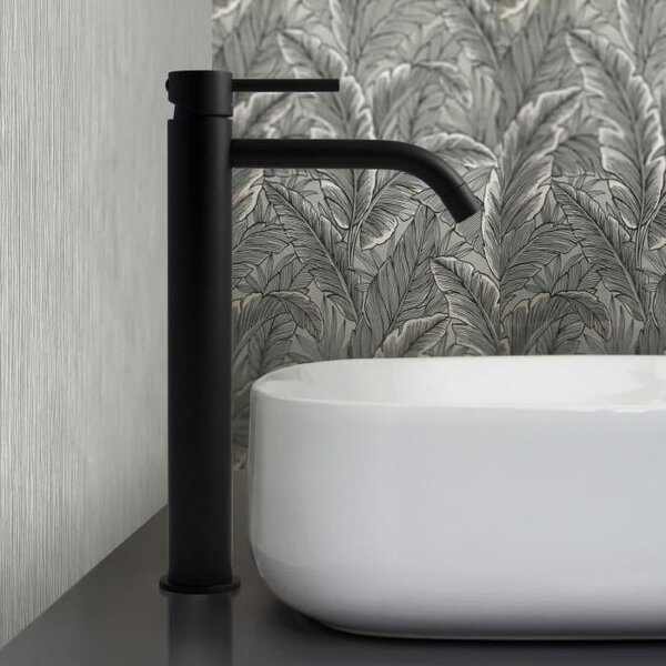 Miscelatore monocomando per lavabo Kronenbach Lima 2.0, colore nero, modello XXL per lavabi a bacino