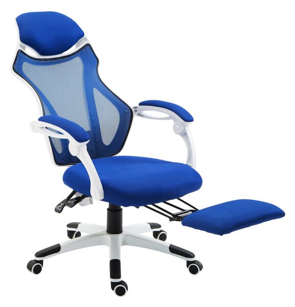 Sedia da Gaming Ergonomica Girevole e Reclinabile con Poggiapiedi Blu