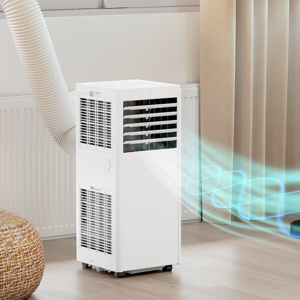 HOMCOM Condizionatore Portatile 7000 BTU, Unità 4-in-1 con Raffreddamento, Deumidificatore, Ventilatore, Modalità Notte | Aosom Italy