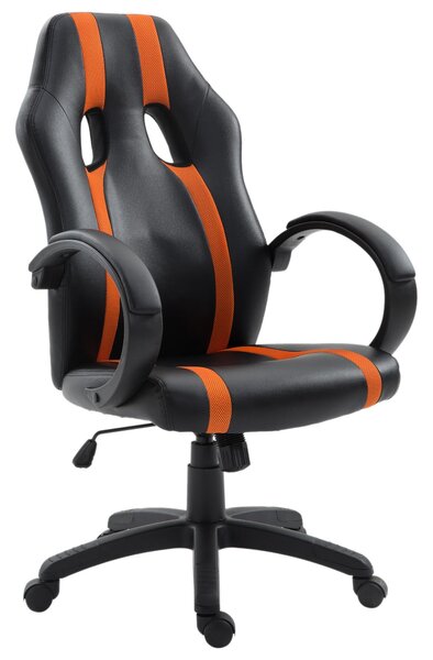 Sedia da Gaming Ergonomica Imbottita con Altezza Regolabile Nero Arancione