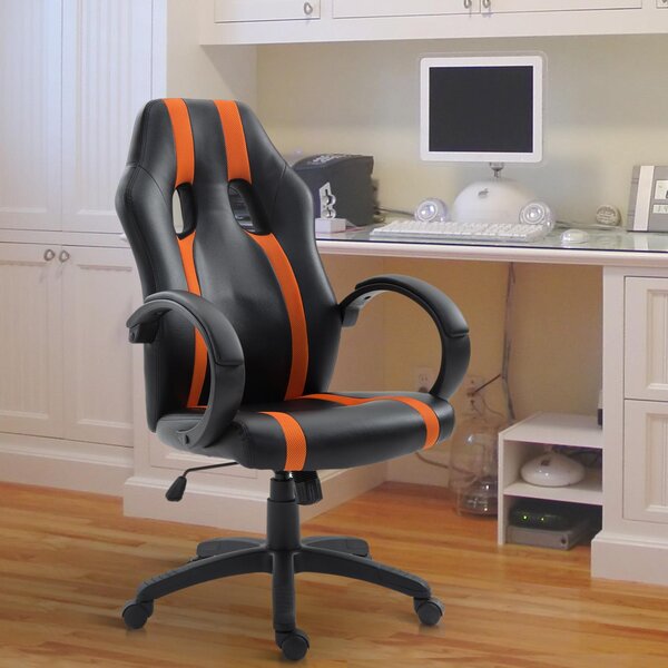 Sedia da Gaming Ergonomica Imbottita con Altezza Regolabile Nero Arancione