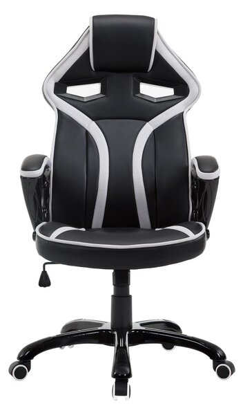 Sedia da Gaming Altezza Regolabile in Similpelle Bianco e Nero