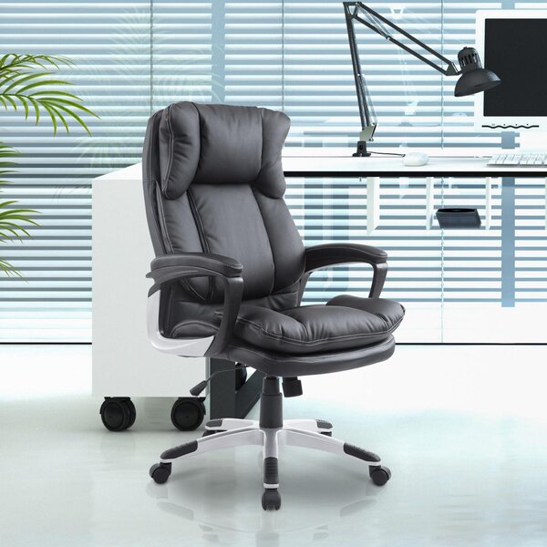 Poltrona Direzionale da Ufficio Ergonomica in Similpelle Nero