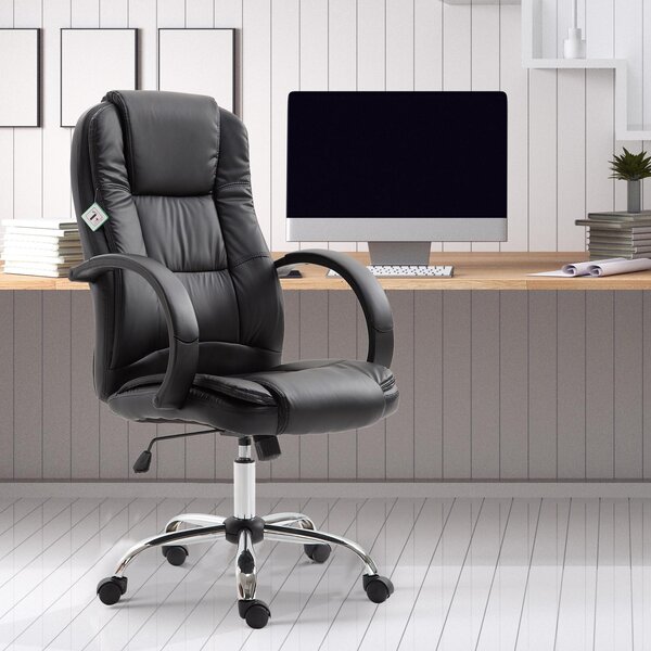 Poltrona Direzionale da Ufficio Ergonomica in Similpelle Nero