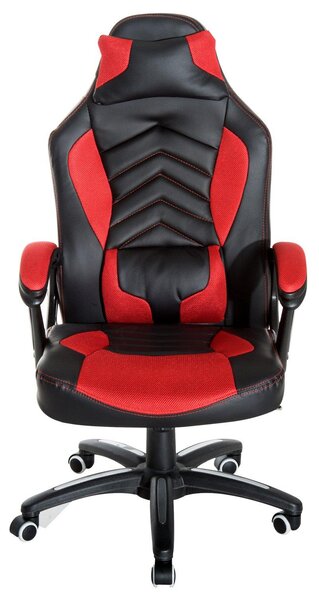 Sedia da Gaming Massaggiante e Riscaldante Rosso e Nero 68x69x108-117 cm