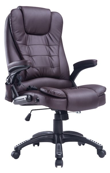 Sedia Poltrona Massaggiante da Ufficio 62x68x121 cm con Riscaldamento in Similpelle Marrone