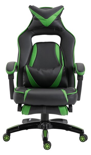 Sedia da Gaming con Rotelle in Similpelle Nero e Verde