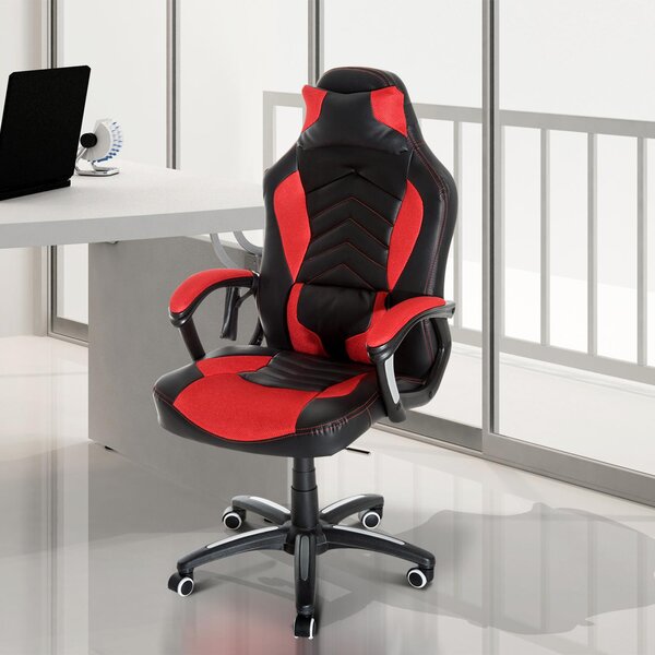 Sedia da Gaming Massaggiante e Riscaldante Rosso e Nero 68x69x108-117 cm
